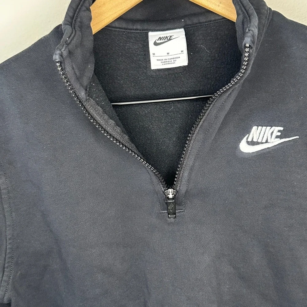 Nike Kids Black Cropped‎ Quarter Zip Sweatshirt Fleece Pullover Top Size M